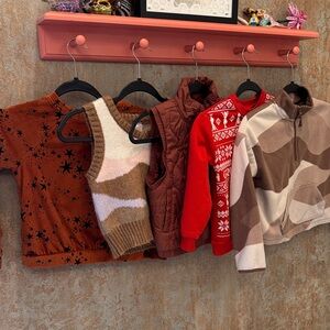 Cat & Jack Kids Sweater and Vest Collection Size 6 Girls - Red, Brown, Cream